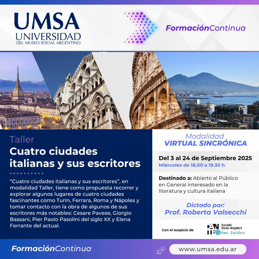 Taller “Cuatro ciudades italianas y sus escritores”