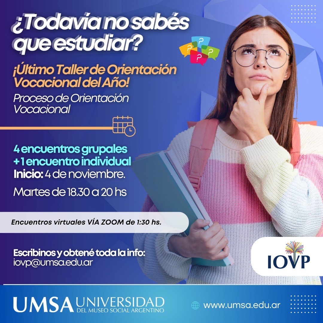 ¿Todavía no sabés que estudiar? ¡Último taller de orientación vocacional del año!