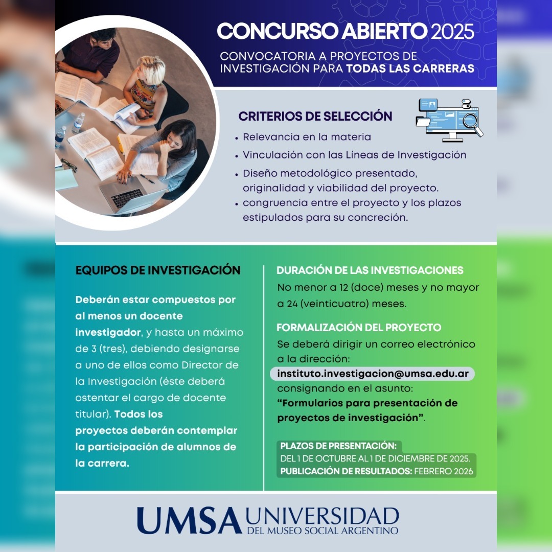 Concurso Abierto 2025: Convocatoria a Proyectos de Investigación