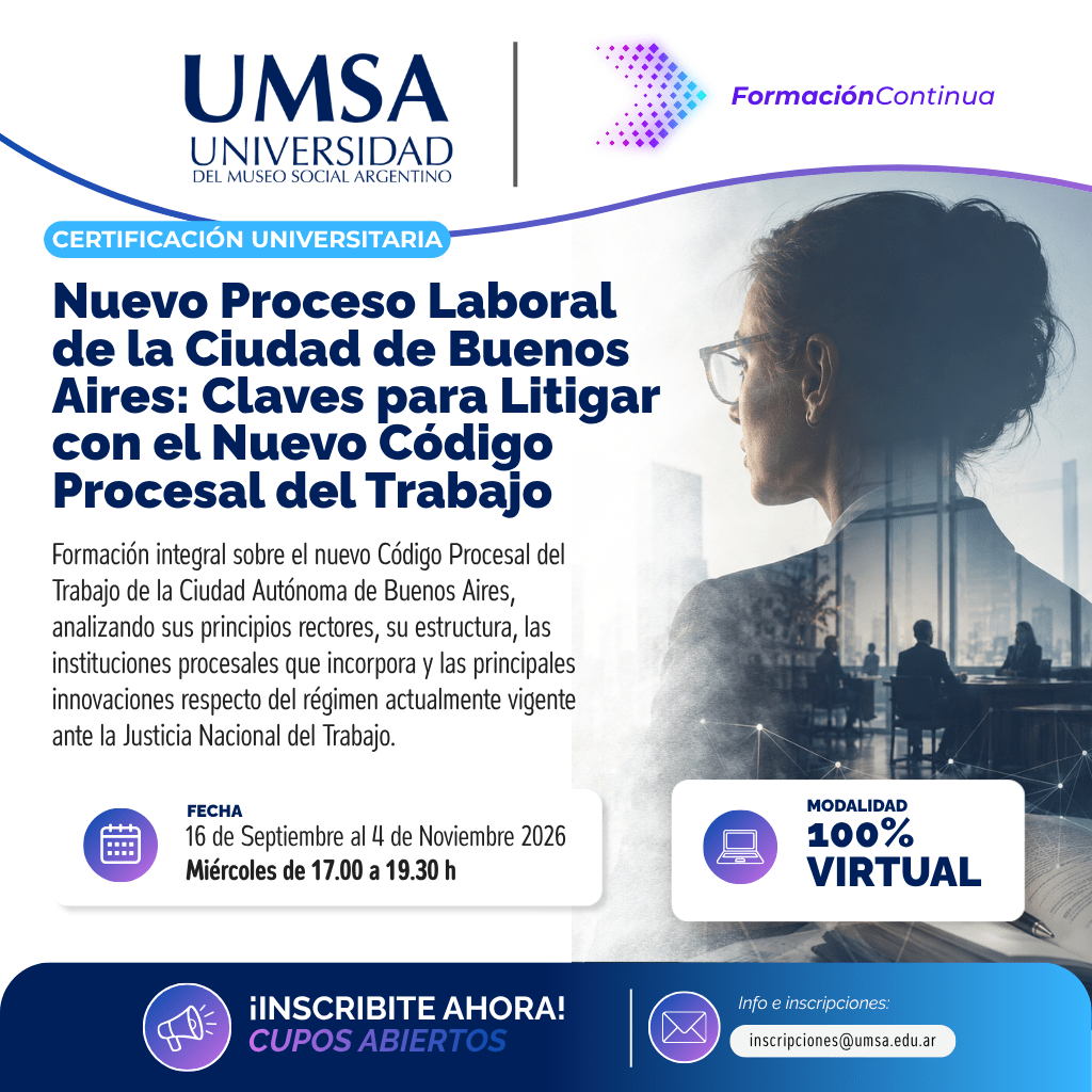 Nueva Certificación Universitaria en el Nuevo Proceso Laboral de la Ciudad de Buenos Aires